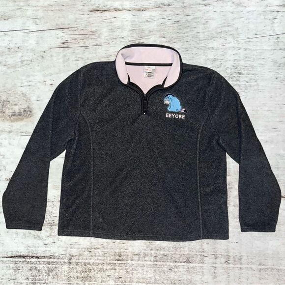 Disney Store Exclusive Eeyore Gray 1/4 Zip Fleece Pullover Sweater Womens Medium - Picture 1 of 11